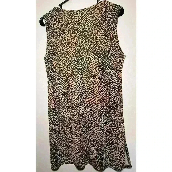 KATHIE LEE COLLECTION SLEEVELESS Leopard Animal PRINT TANK TOP Blouse SIZE M - Picture 4 of 5